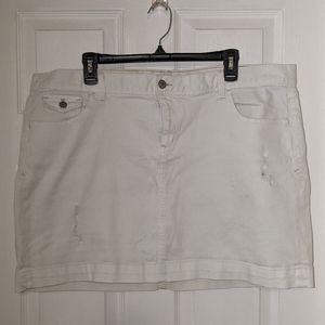 White Denim Mini Skirt